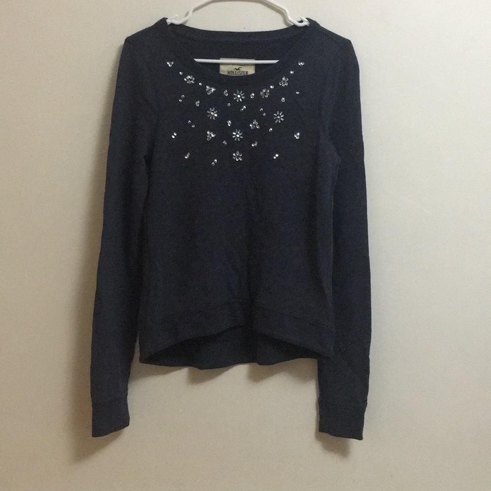 HOLLISTER CHARCOAL GREY WITH RHINESTONES - Picture 1 of 8
